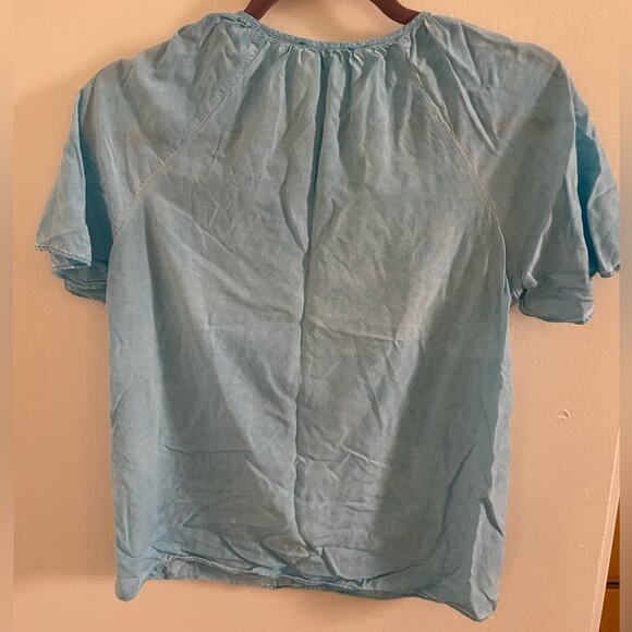 Jane & Delancey Top Women's Small Light Blue Bohemian Short Sleeve Relaxed Fit - Picture 7 of 7